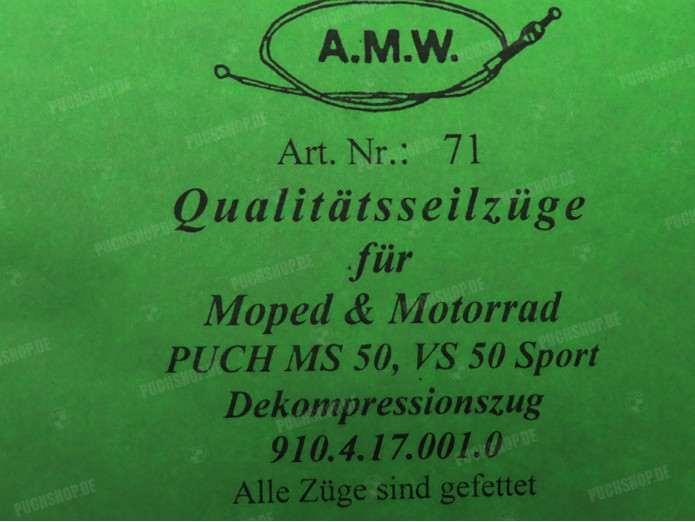 Kabel Puch MS50 / VS50 Sport decompressiekabel A.M.W.